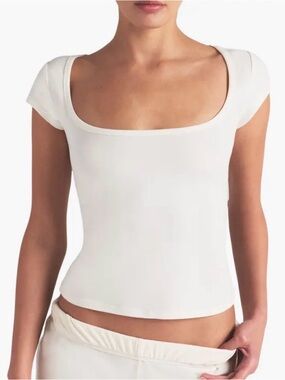 SKIMS Cotton Jersey Short Sleeve Scoop Neck Tee S SS-STT-8025